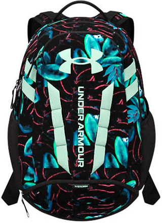 Hustle 5.0 Backpack by Under Armour -- Tropical design with touches of black, teal, and pink.