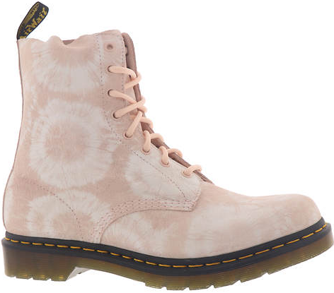 Women's light pink suede combat boot