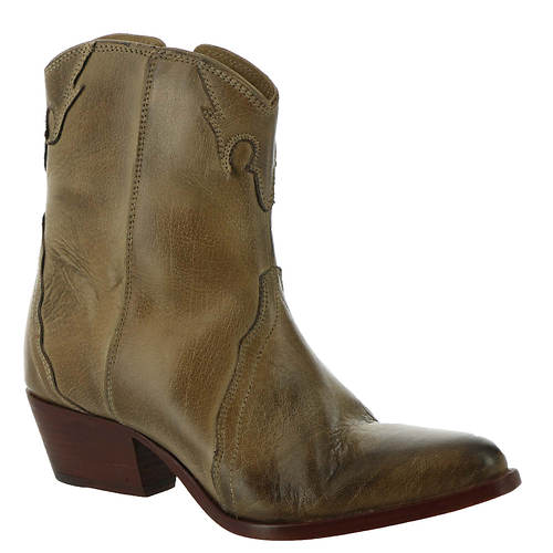 Brown women's western boot with a small heel.